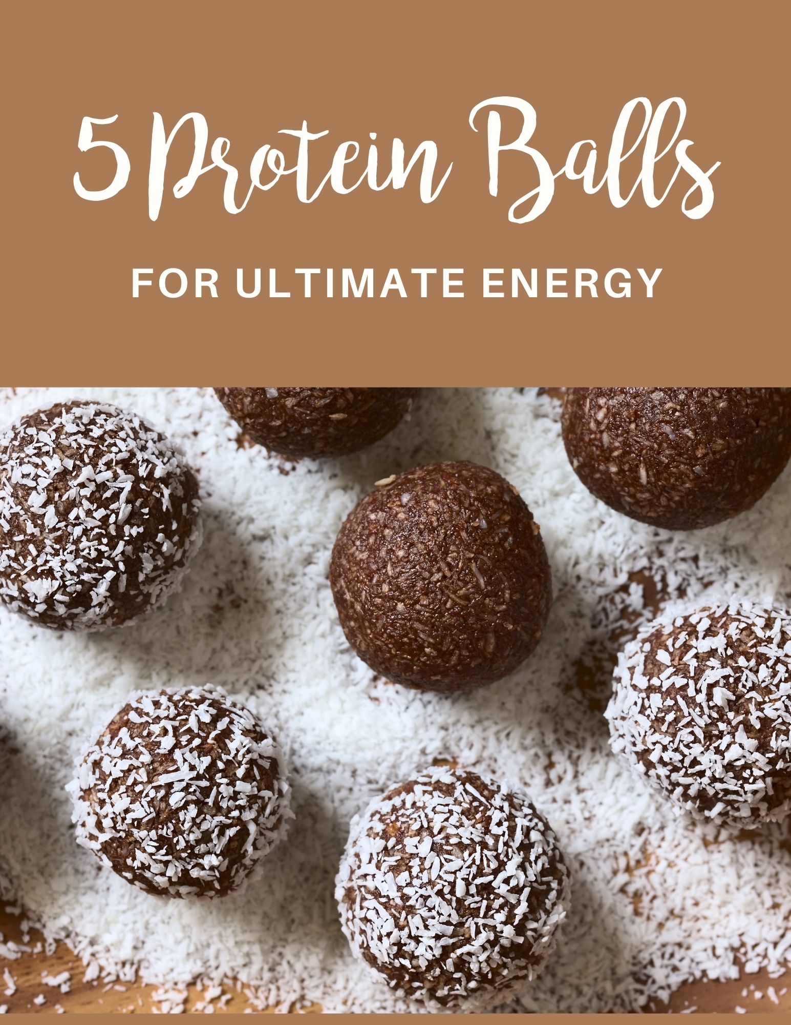 3D image of a book titled: 5 Protein Balls for Ultimate Energy