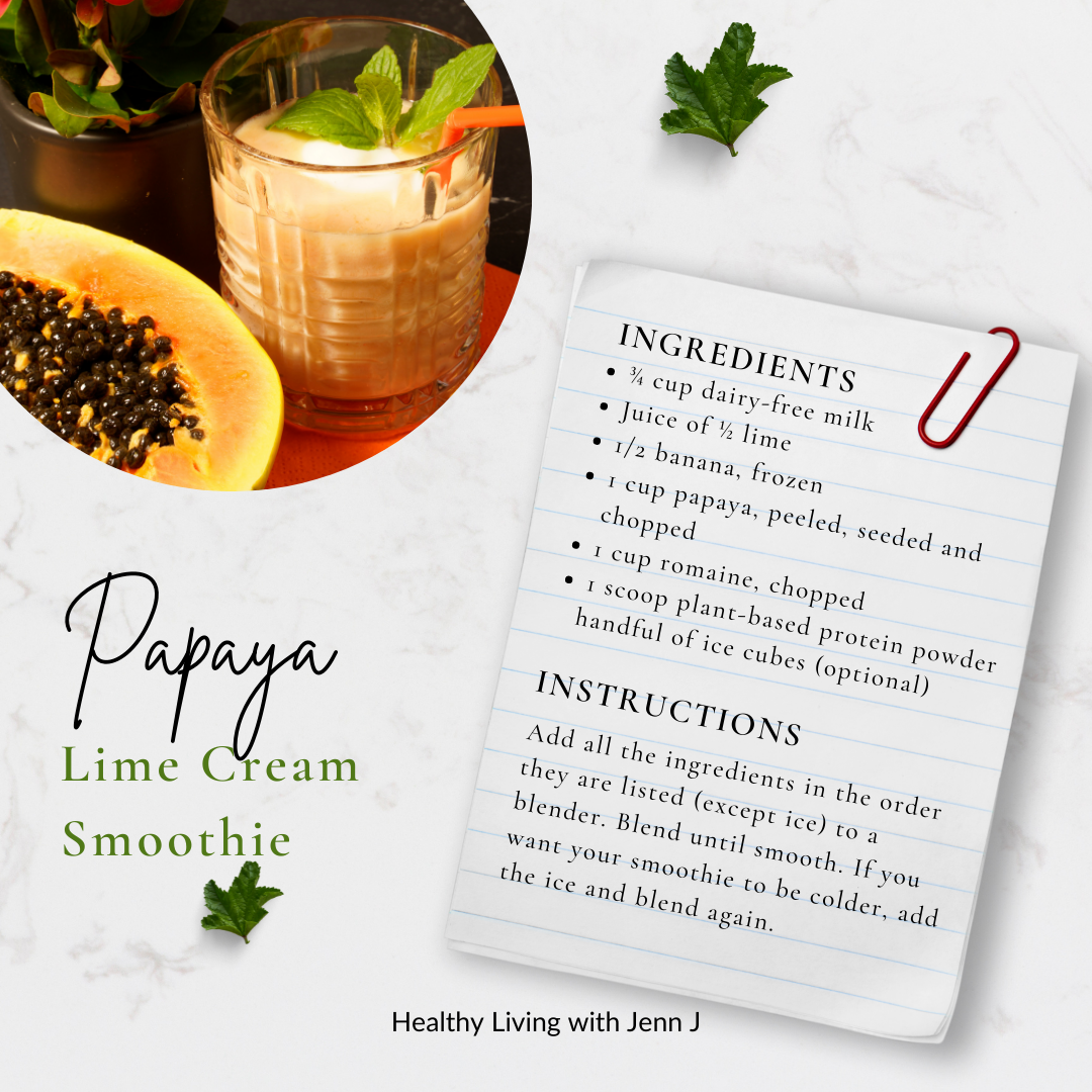 recipe card for papaya-lime smoothie